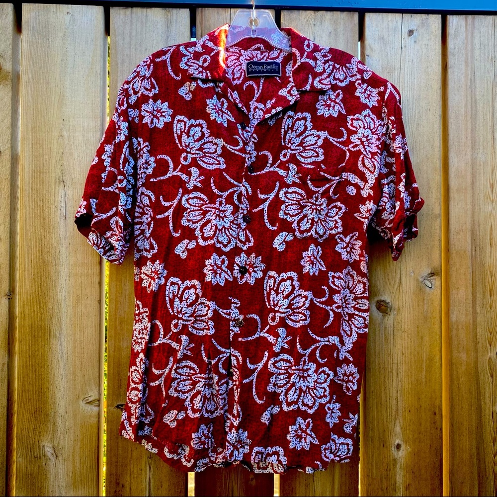 Men’s Ocean Pacific Red Aloha Shirt Size M